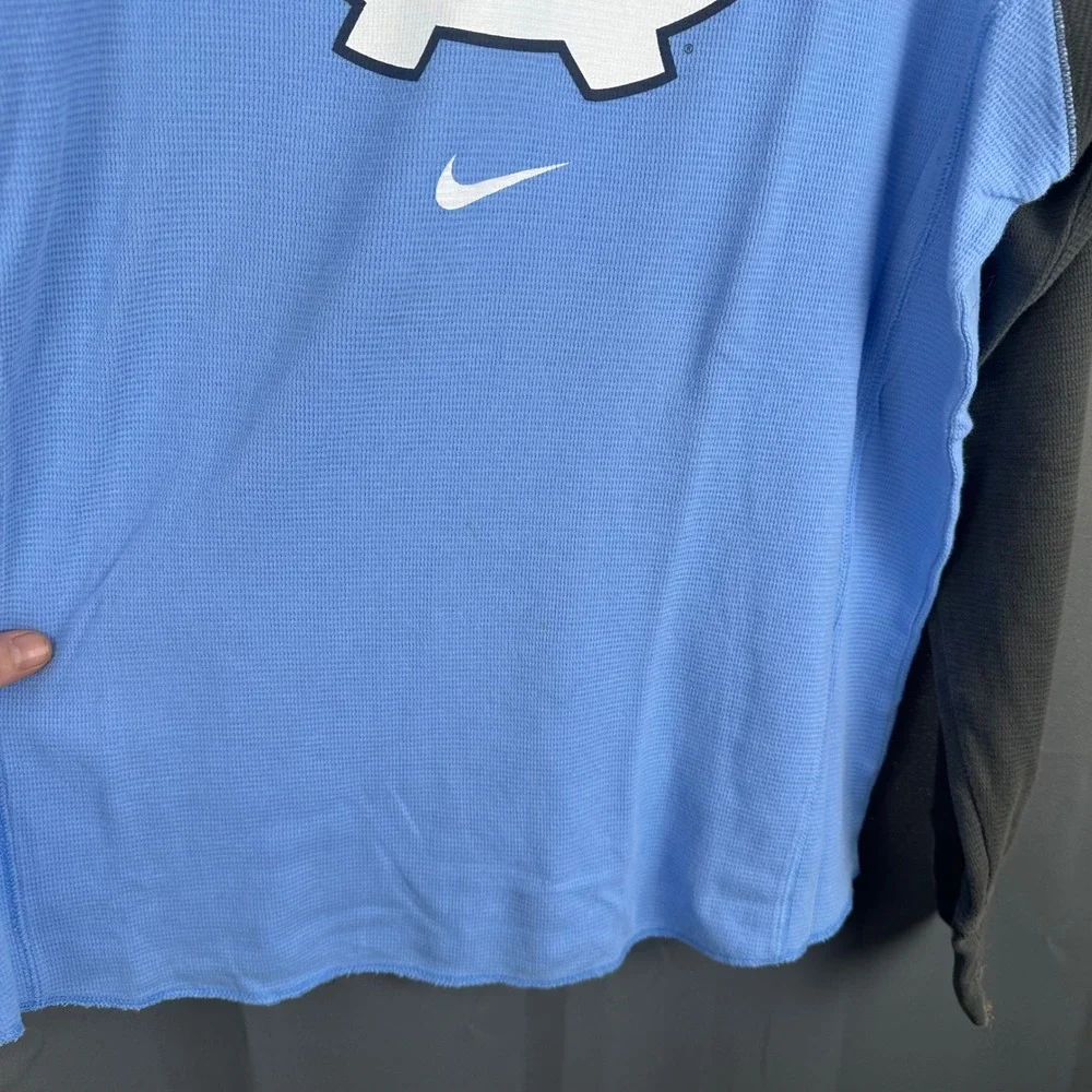Nike UNC Tar Heels Men XL Waffle Knit Raglan Long Sleeve Shirt Blue Grey